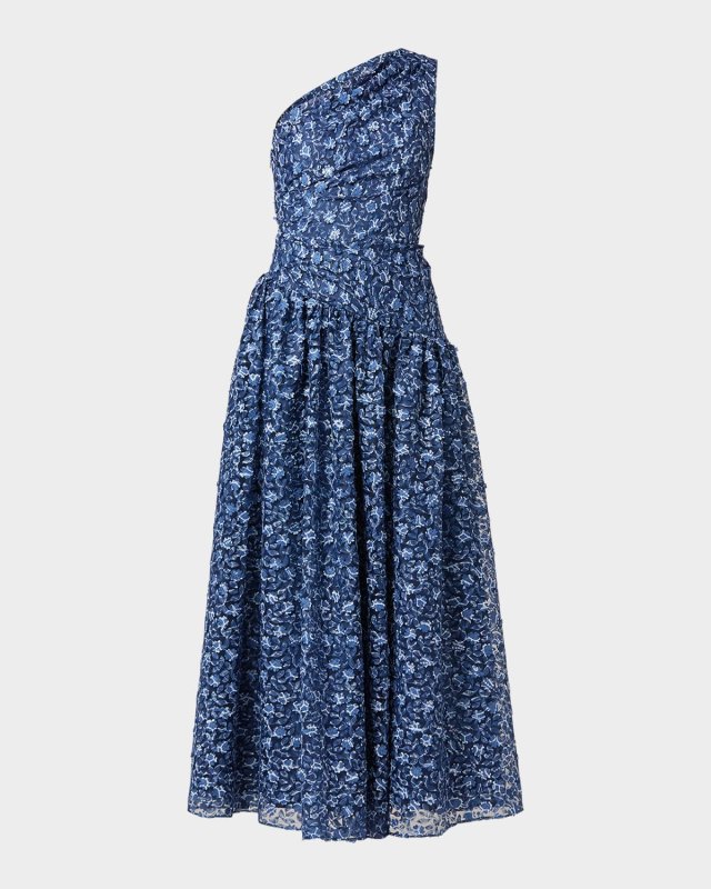 Embroidered One-Shoulder Maxi Dress